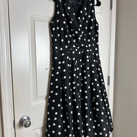 Jessica Howard vintage black dress w/ white polkadots vintage fit & flare 10P - Picture 5 of 9